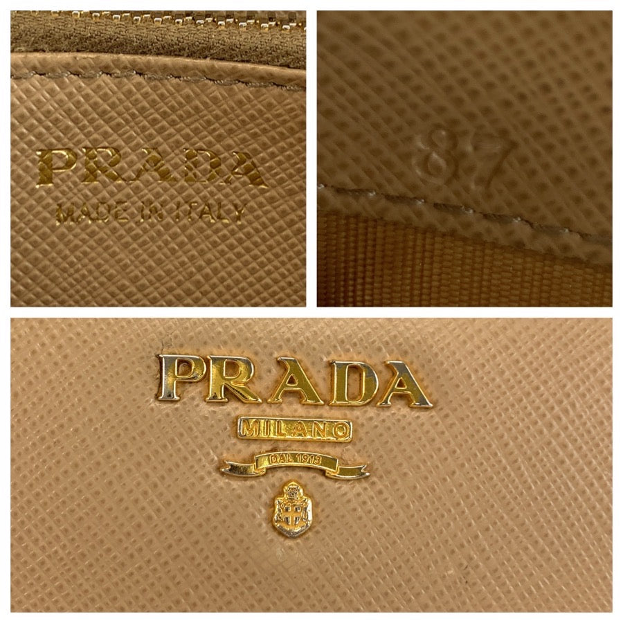 PRADA プラダ サフィアーノ ベージュ ゴールド金具 レザー 長財布 ロングウォレット レディース AB28