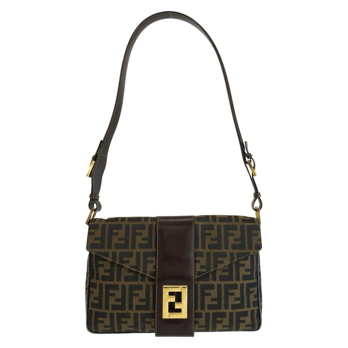 FENDI フェンディ ヴィンテージ ズッカ ブラウン ゴールド金具 キャンバス / レザー 2211 2643479 ショルダーバッグ レディース B60