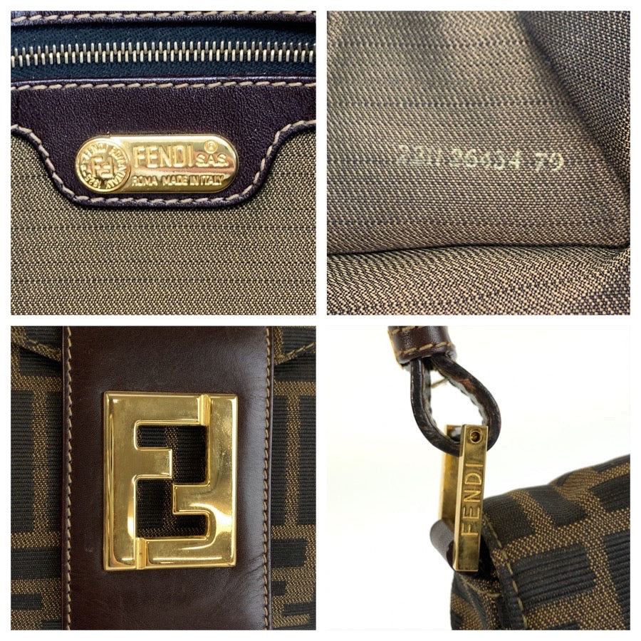 FENDI フェンディ ヴィンテージ ズッカ ブラウン ゴールド金具 キャンバス / レザー 2211 2643479 ショルダーバッグ レディース B60