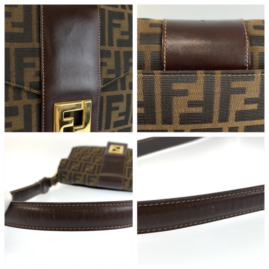 FENDI フェンディ ヴィンテージ ズッカ ブラウン ゴールド金具 キャンバス / レザー 2211 2643479 ショルダーバッグ レディース B60