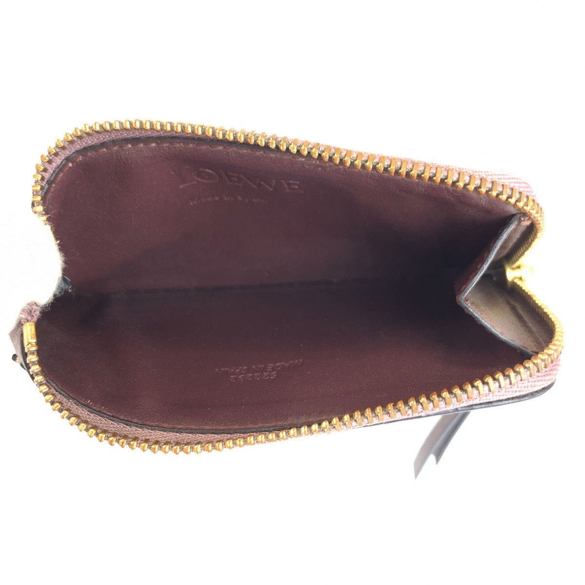 LOEWE ロエベ アナグラム パープル ブラウン ゴールド金具 レザー 522232 コインケース 小銭入れ レディース AB16
