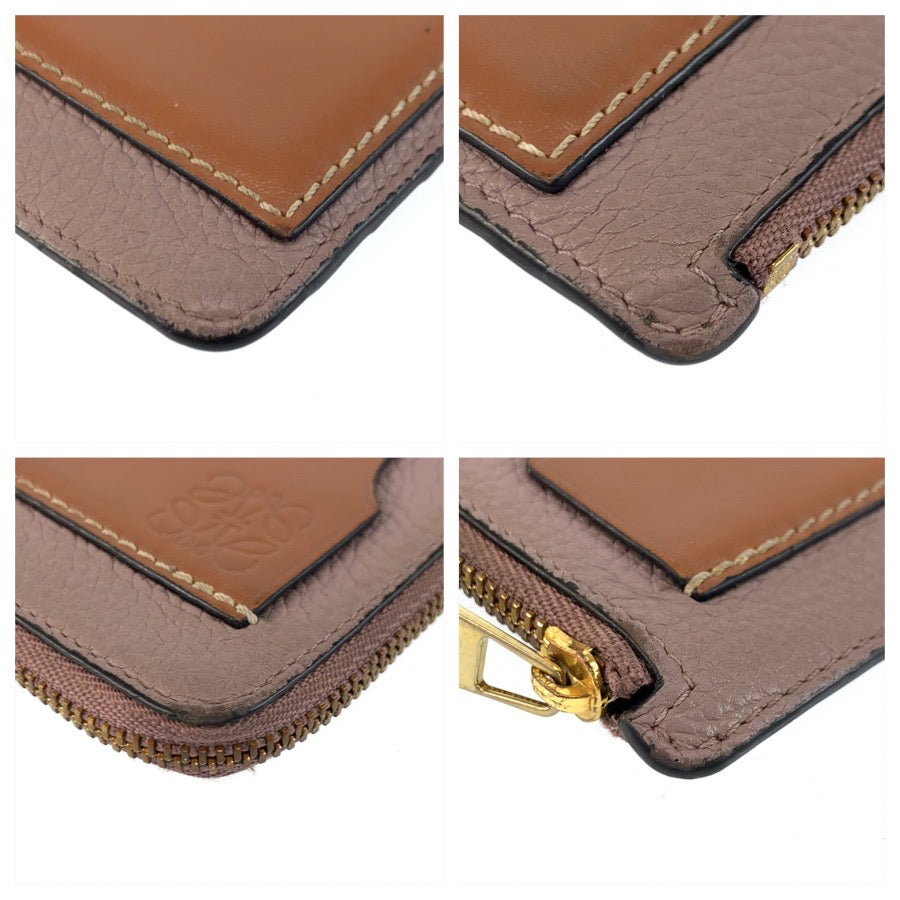 LOEWE ロエベ アナグラム パープル ブラウン ゴールド金具 レザー 522232 コインケース 小銭入れ レディース AB16