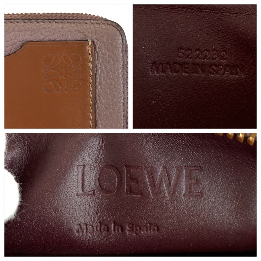 LOEWE ロエベ アナグラム パープル ブラウン ゴールド金具 レザー 522232 コインケース 小銭入れ レディース AB16