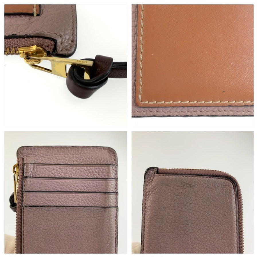 LOEWE ロエベ アナグラム パープル ブラウン ゴールド金具 レザー 522232 コインケース 小銭入れ レディース AB16
