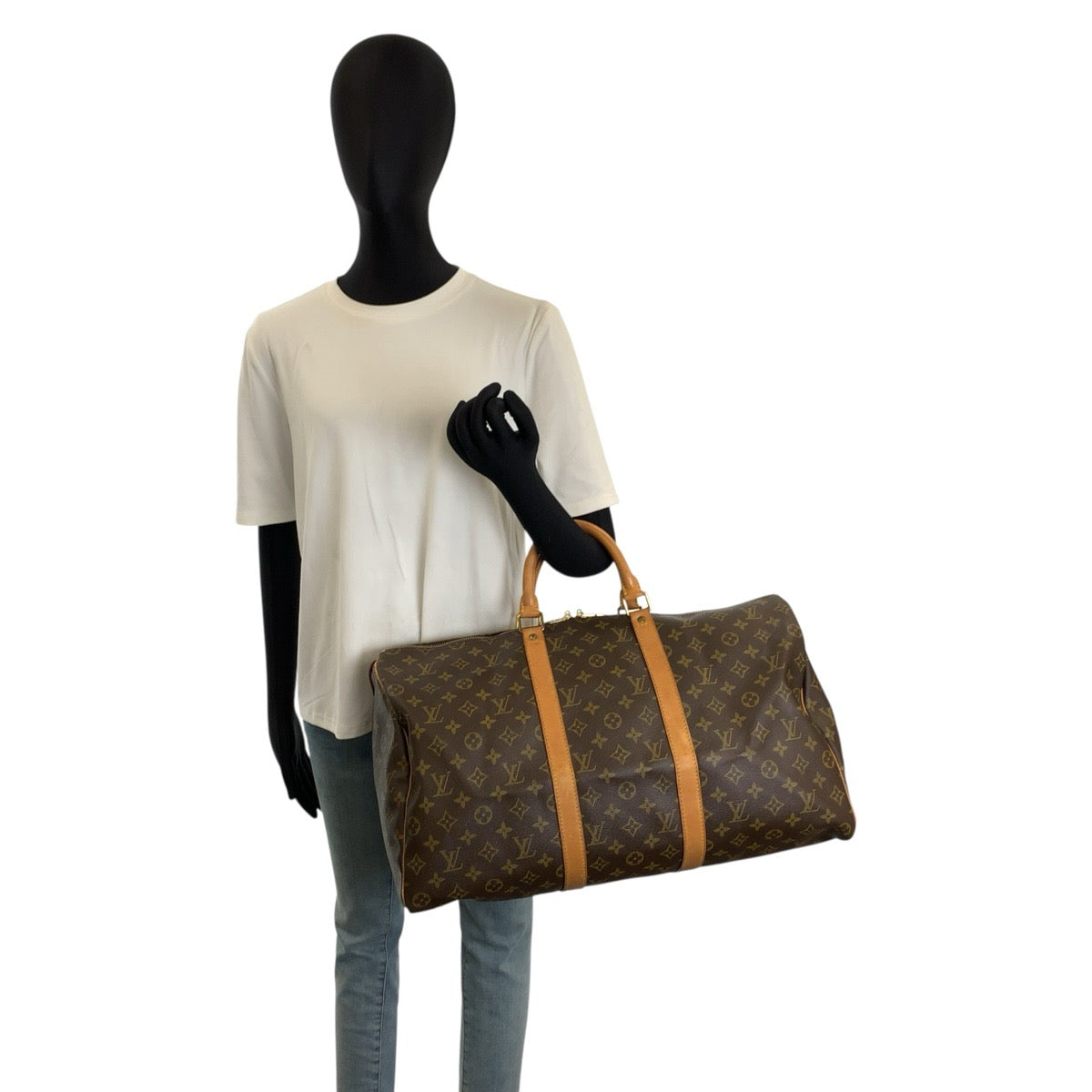 LOUIS VUITTON ルイヴィトン モノグラム キーポル50 ブラウン ゴールド金具 PVC / レザー M41426 ボストンバッグ 男女兼用 レディース B76