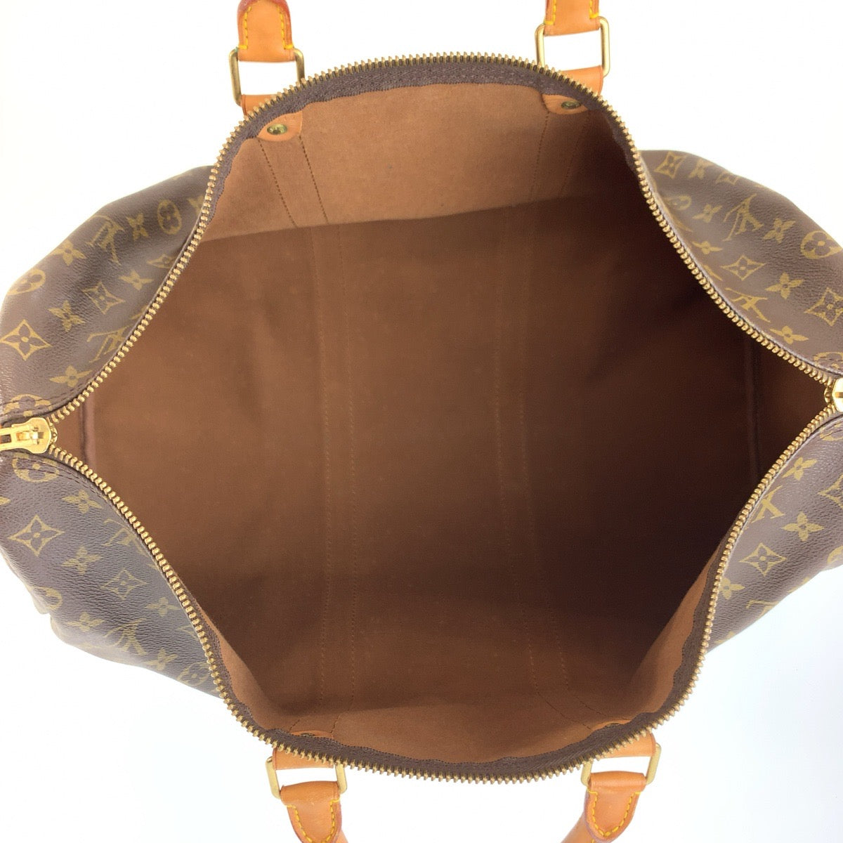 LOUIS VUITTON ルイヴィトン モノグラム キーポル50 ブラウン ゴールド金具 PVC / レザー M41426 ボストンバッグ 男女兼用 レディース B76