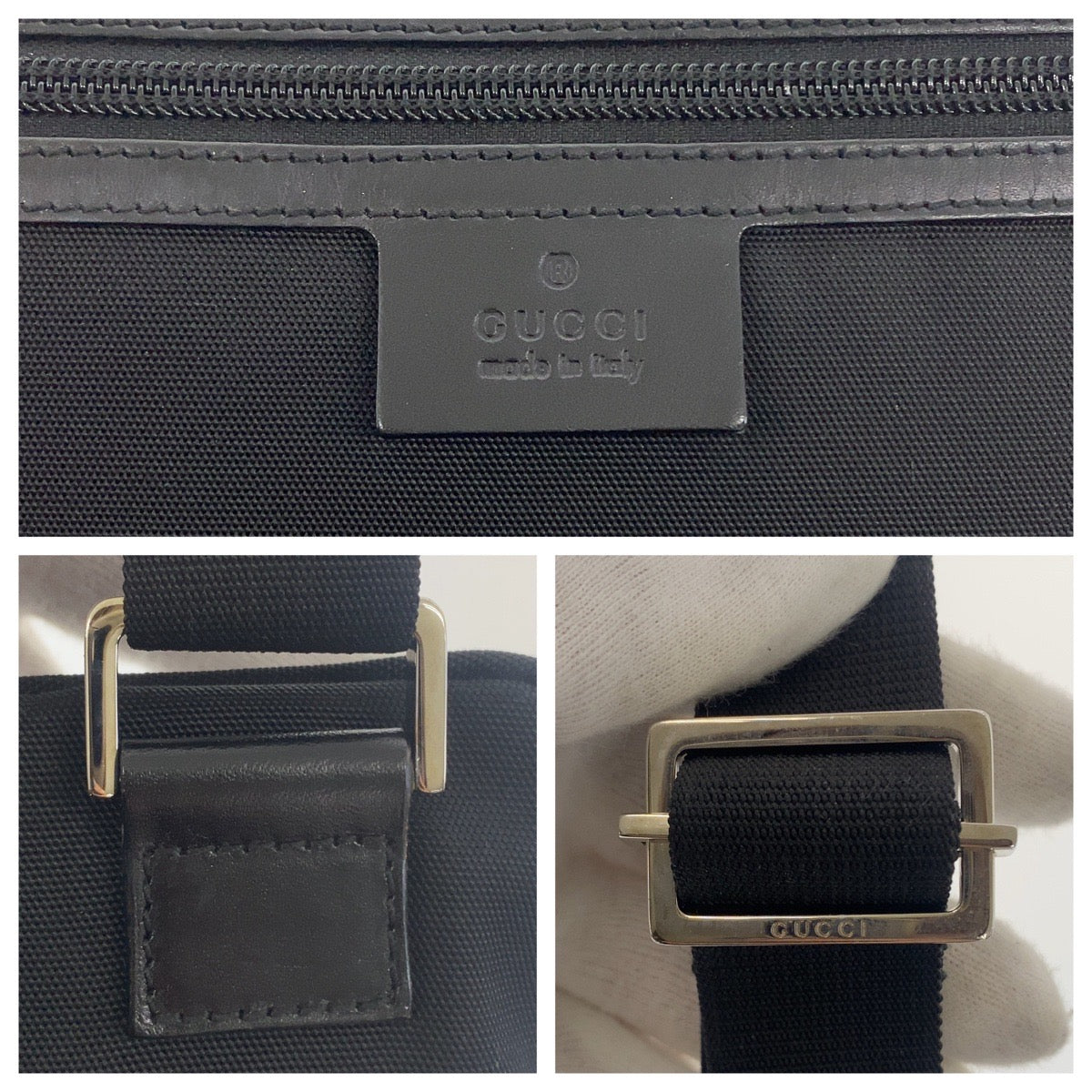 GUCCI グッチ ブラック 黒 シルバー金具 キャンバス 90477 ショルダーバッグ メッセンジャーバッグ メンズ B27
