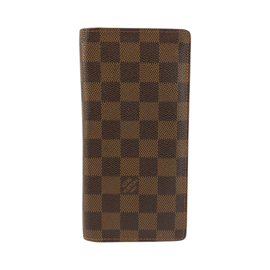 LOUIS VUITTON ルイヴィトン ダミエ ポルトフォイユブラザ ブラウン ゴールド金具 PVC N60017 長財布 ロングウォレット メンズ AB32