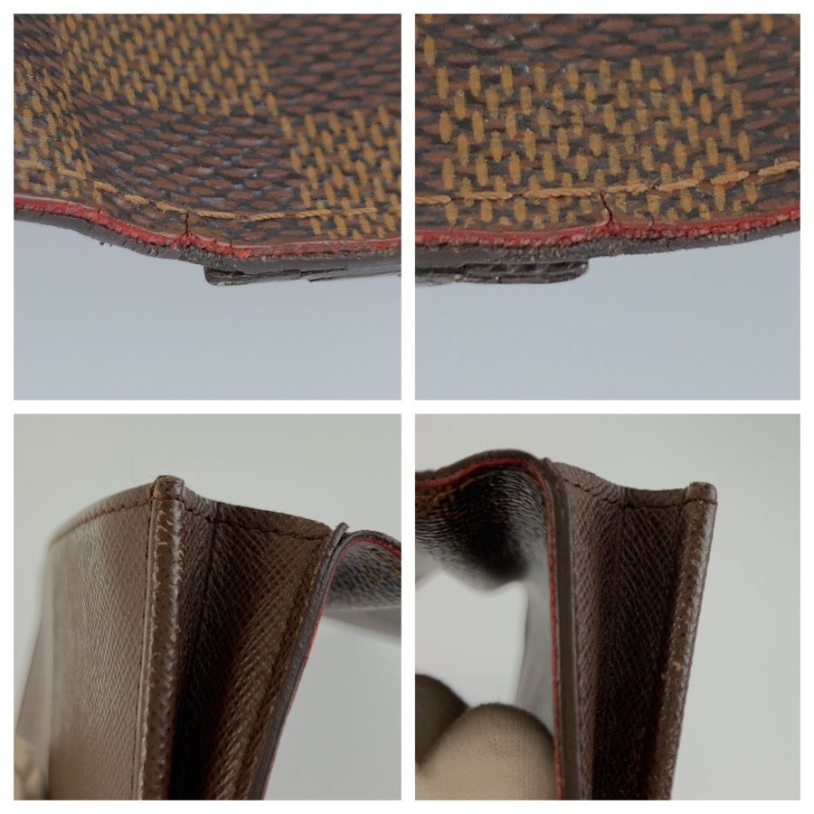 LOUIS VUITTON ルイヴィトン ダミエ ポルトフォイユブラザ ブラウン ゴールド金具 PVC N60017 長財布 ロングウォレット メンズ AB32