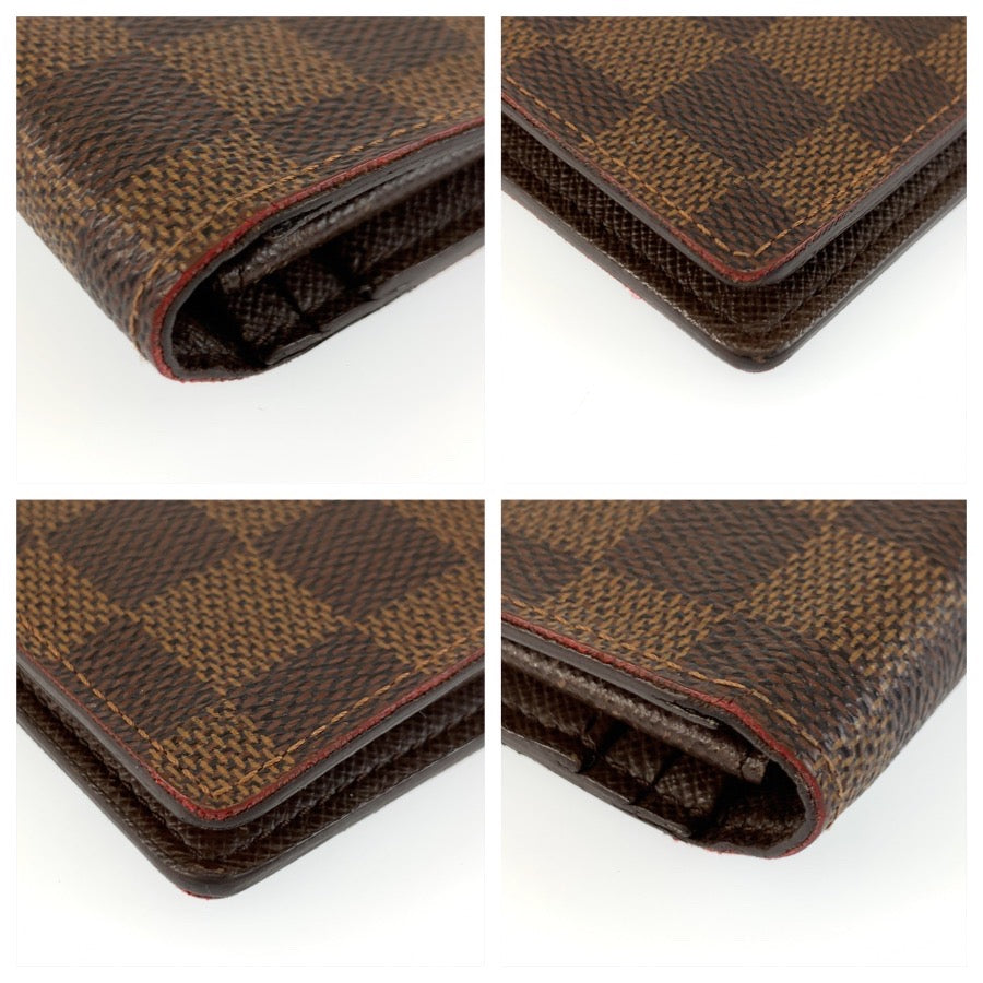 LOUIS VUITTON ルイヴィトン ダミエ ポルトフォイユブラザ ブラウン ゴールド金具 PVC N60017 長財布 ロングウォレット メンズ AB32
