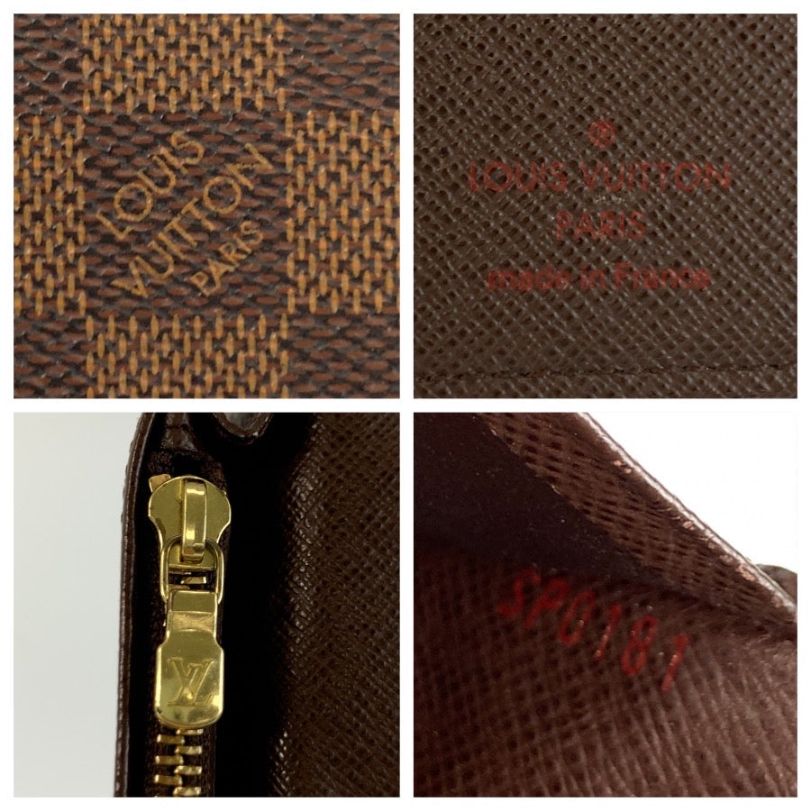 LOUIS VUITTON ルイヴィトン ダミエ ポルトフォイユブラザ ブラウン ゴールド金具 PVC N60017 長財布 ロングウォレット メンズ AB32
