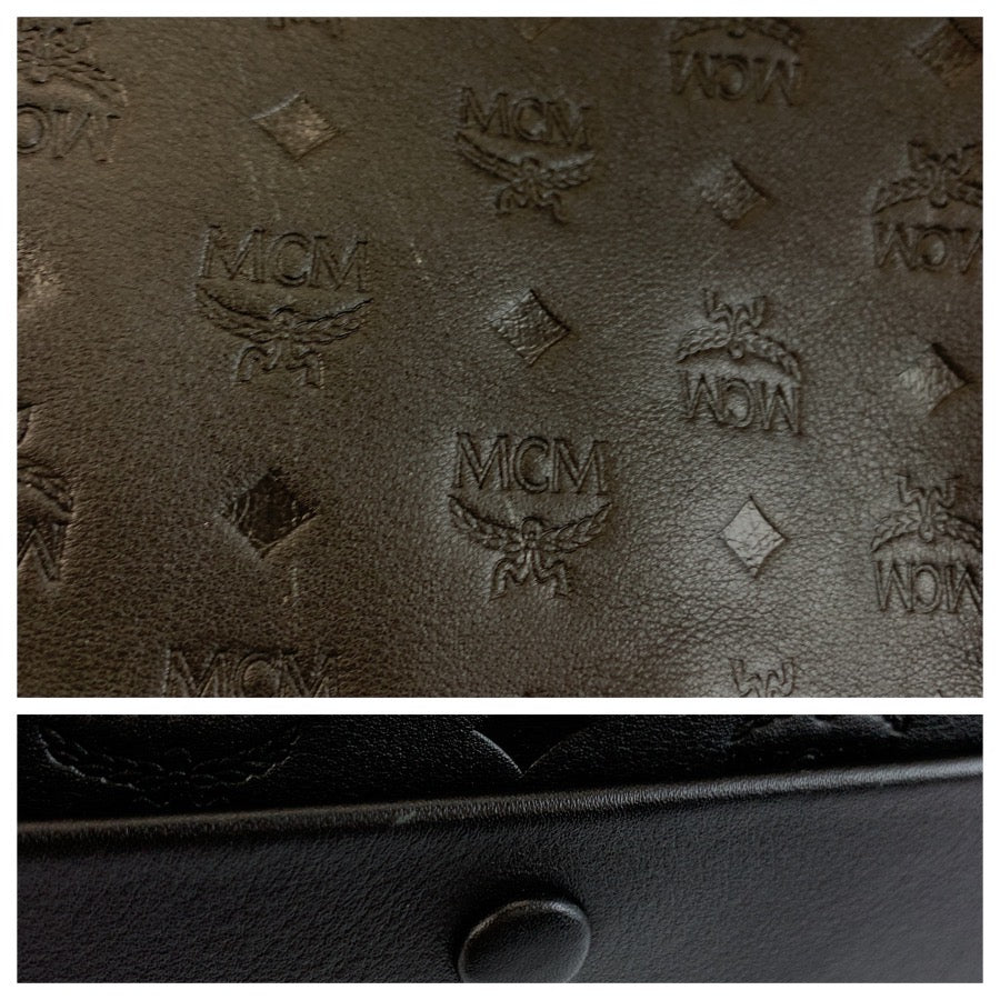MCM エム シー エム ヴィセトス ブラック ベージュ シルバー金具 レザー ショルダーバッグ ハンドバッグ レディース AB23