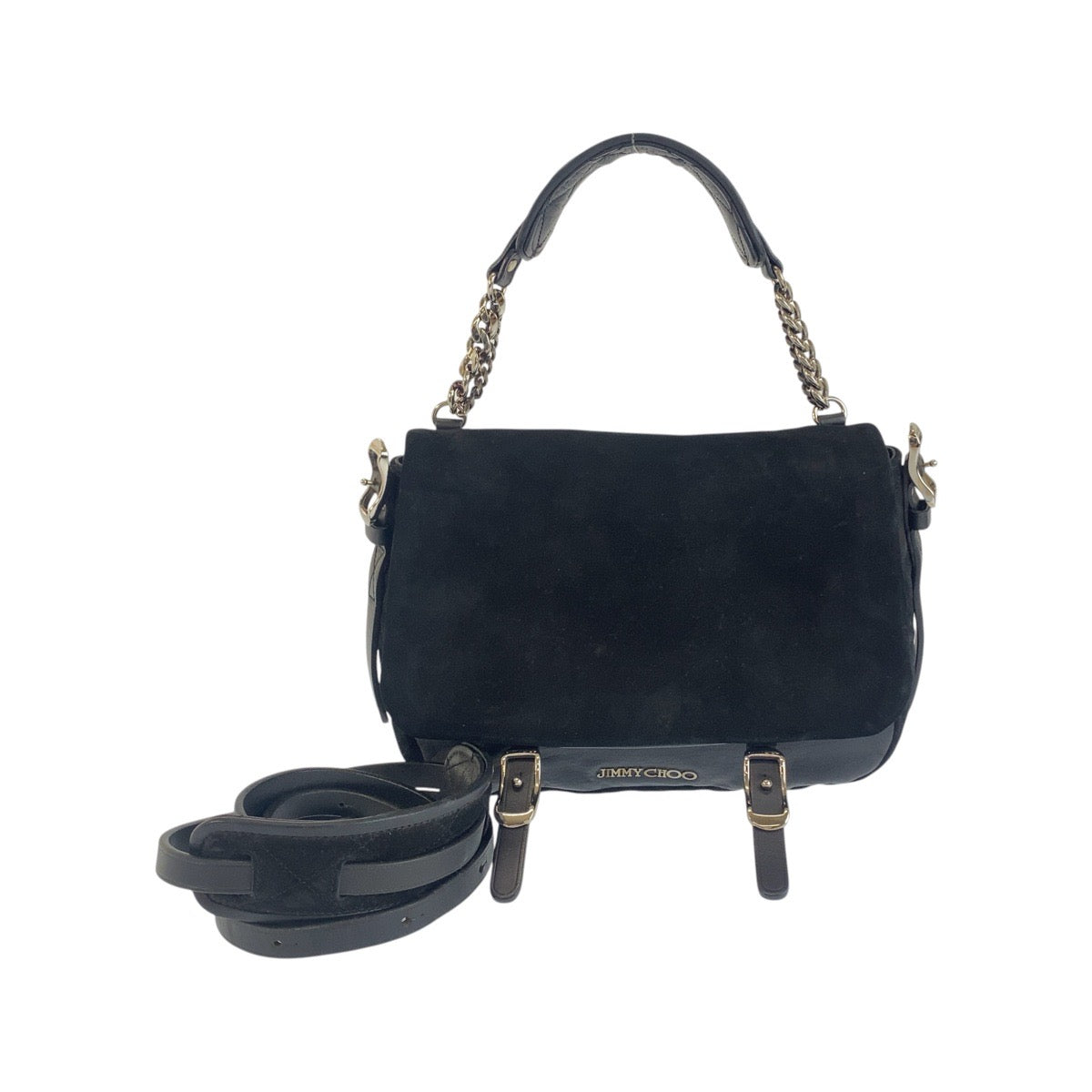 JIMMY CHOO ジミーチュウ ベカ ブラック 黒 シルバー金具 レザー / スウェード ショルダーバッグ ハンドバッグ レディース B19