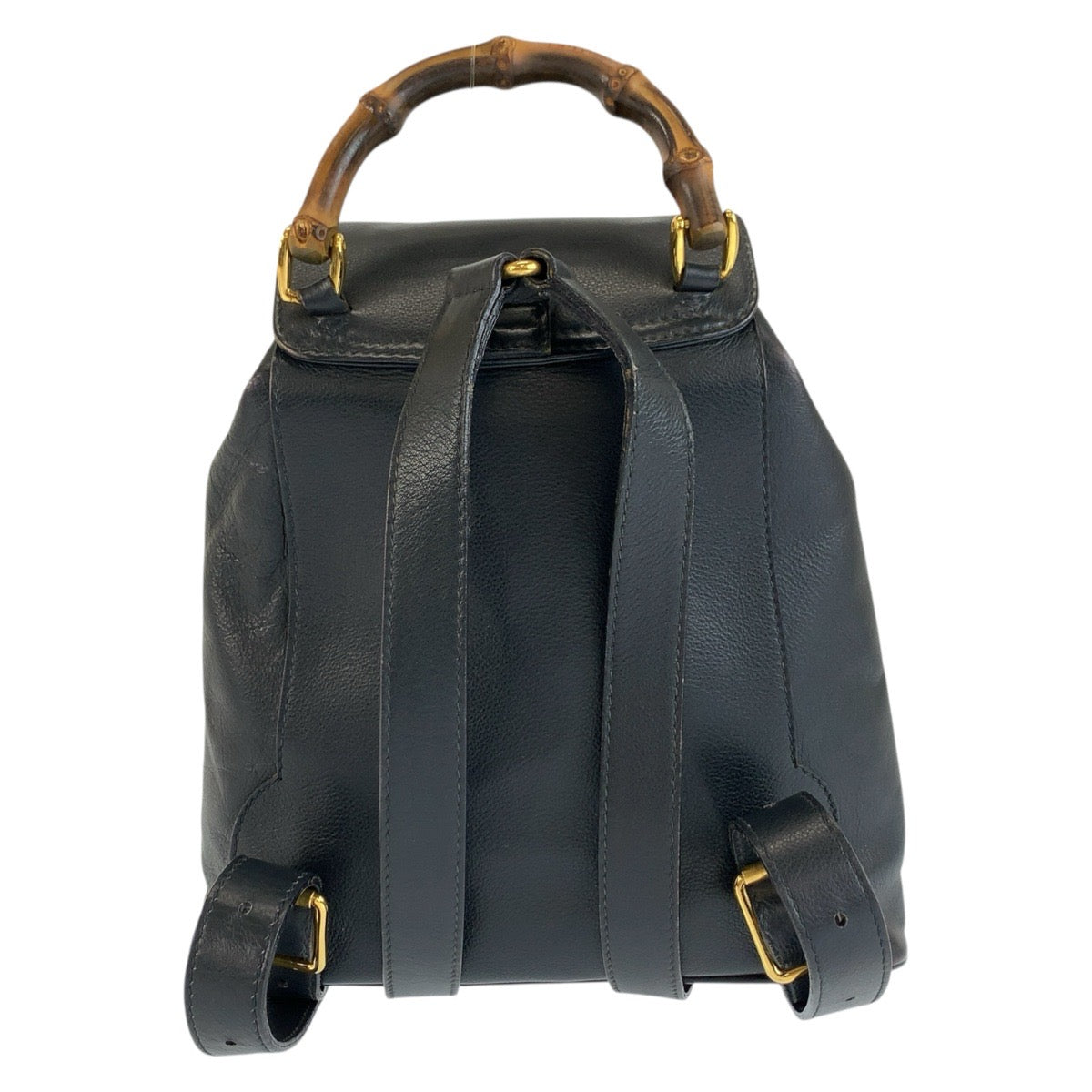 GUCCI グッチ ヴィンテージ バンブー ブラック 黒 ゴールド金具 レザー 003 58 0030 リュックサック バックパック レディース B22
