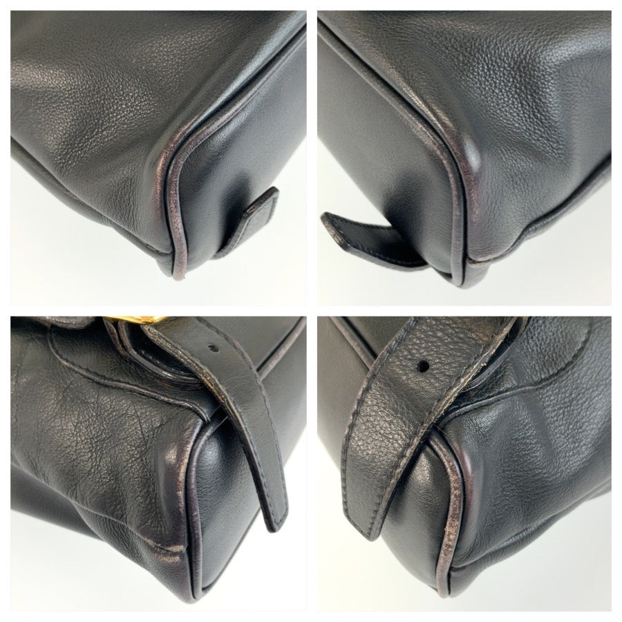 GUCCI グッチ ヴィンテージ バンブー ブラック 黒 ゴールド金具 レザー 003 58 0030 リュックサック バックパック レディース B22