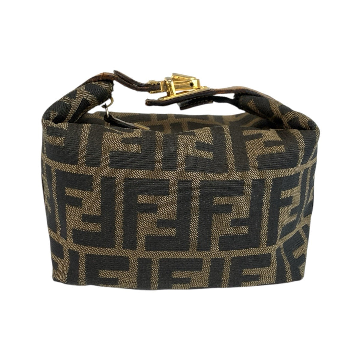 FENDI フェンディ ヴィンテージ ズッカ ブラウン ゴールド金具 キャンバス / レザー ポーチ 化粧ポーチ レディース B38