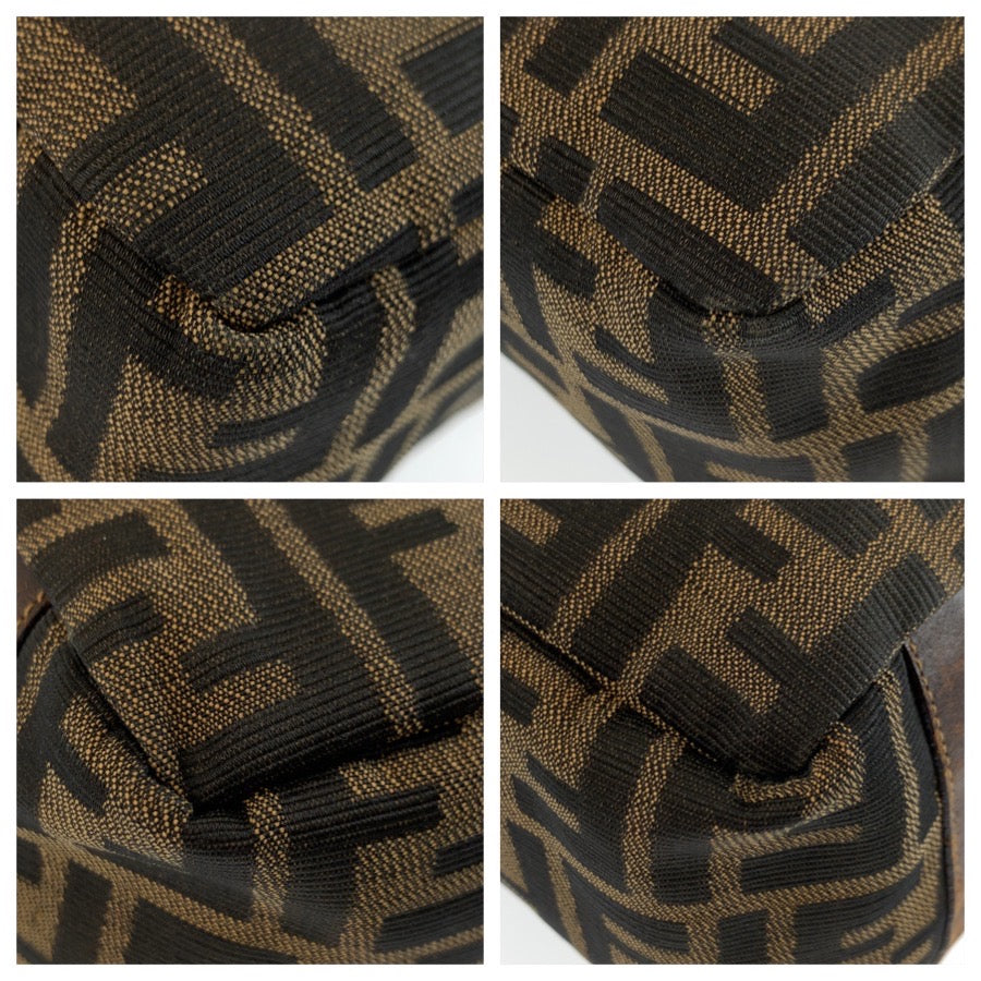 FENDI フェンディ ヴィンテージ ズッカ ブラウン ゴールド金具 キャンバス / レザー ポーチ 化粧ポーチ レディース B38