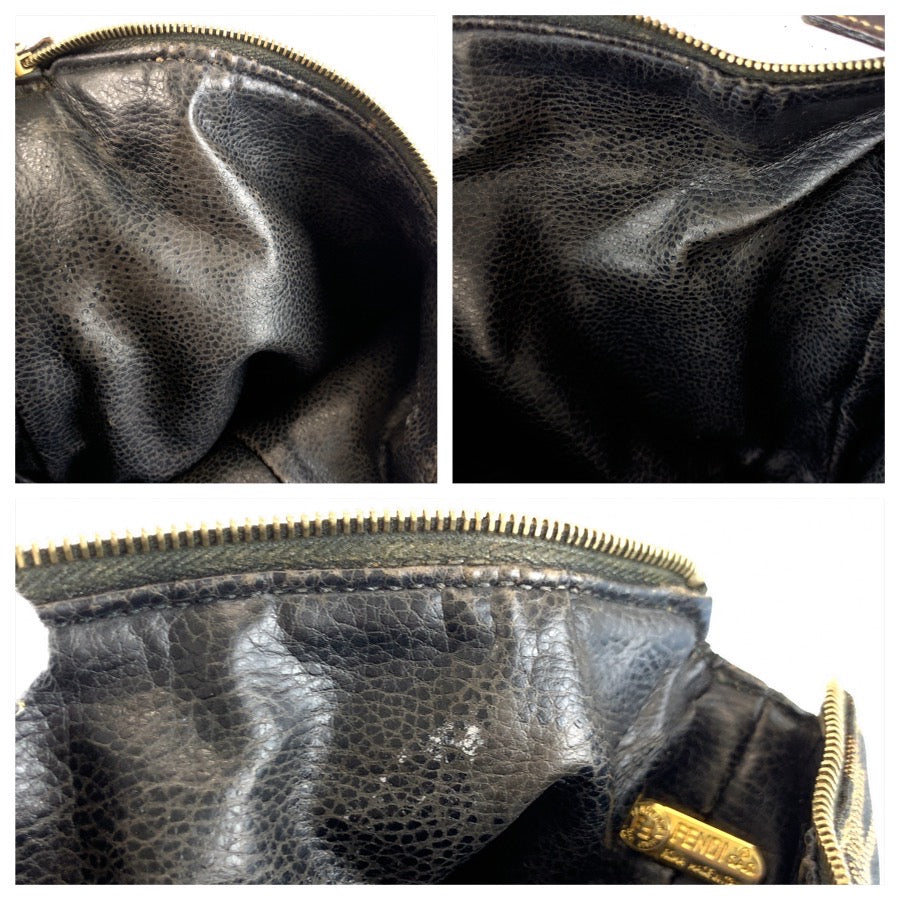 FENDI フェンディ ヴィンテージ ズッカ ブラウン ゴールド金具 キャンバス / レザー ポーチ 化粧ポーチ レディース B38