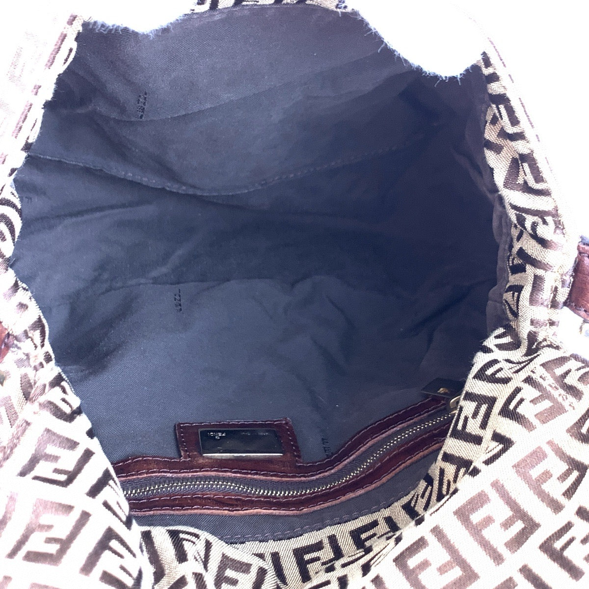 FENDI フェンディ ズッキーノ マンマバケット ブラウン ゴールド金具 キャンバス / レザー 8BR001 ショルダーバッグ レディース B48