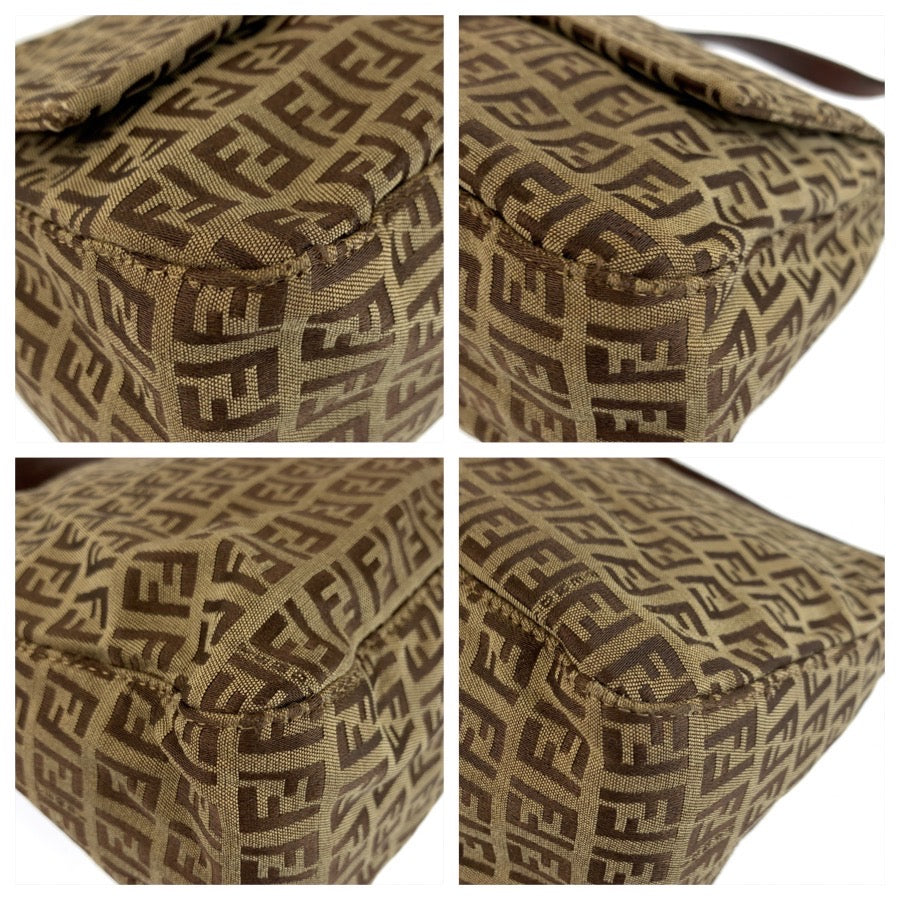 FENDI フェンディ ズッキーノ マンマバケット ブラウン ゴールド金具 キャンバス / レザー 8BR001 ショルダーバッグ レディース B48