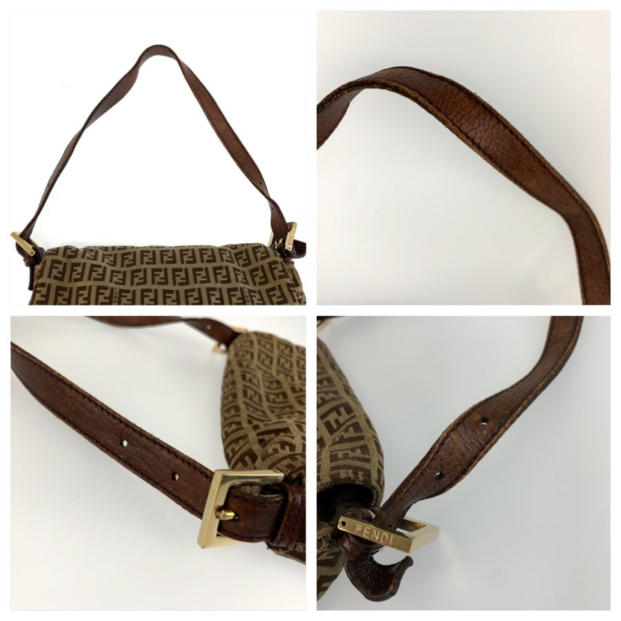 FENDI フェンディ ズッキーノ マンマバケット ブラウン ゴールド金具 キャンバス / レザー 8BR001 ショルダーバッグ レディース B48