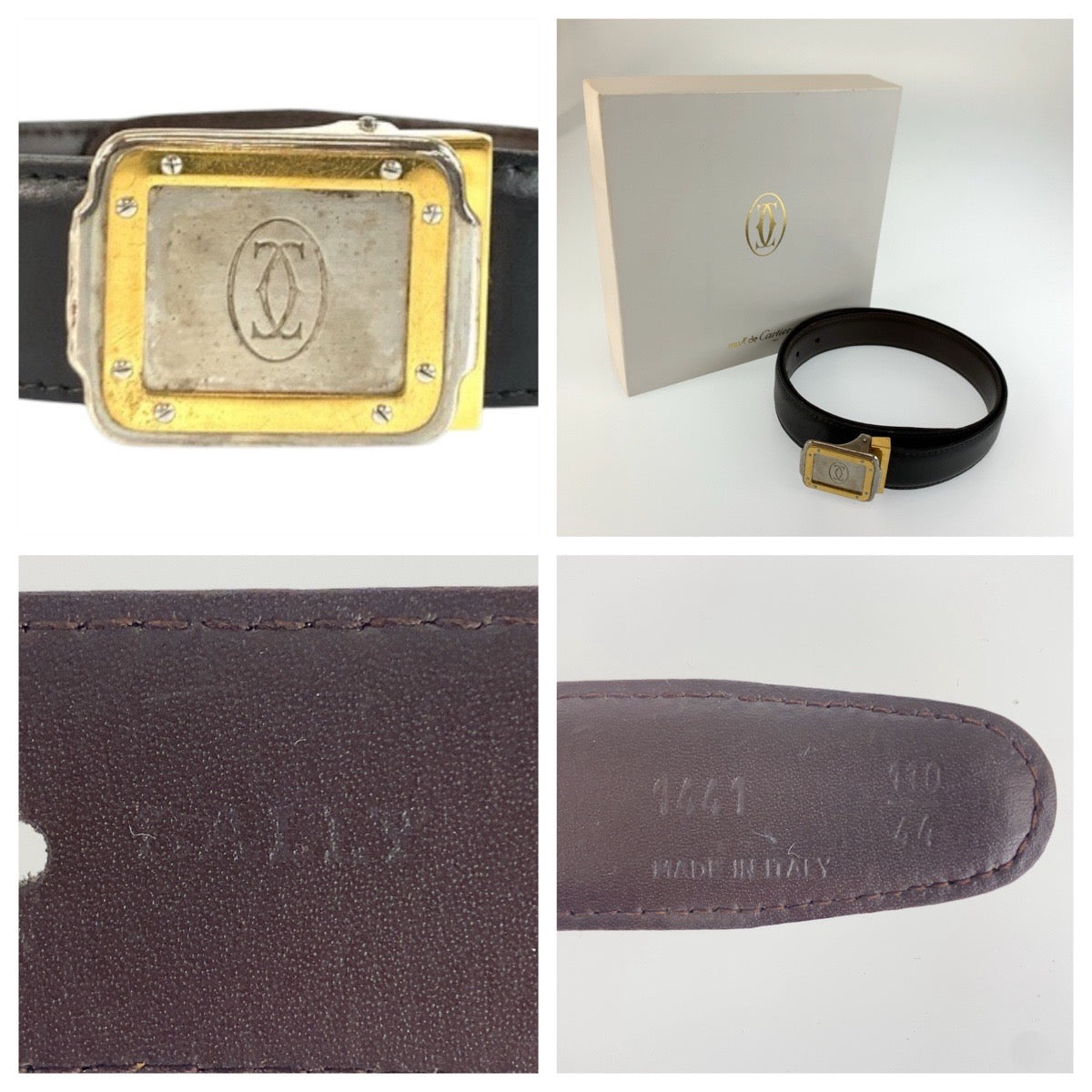 CARTIER カルティエ ブラック 黒 レザー / メタル ベルト メンズ AB21