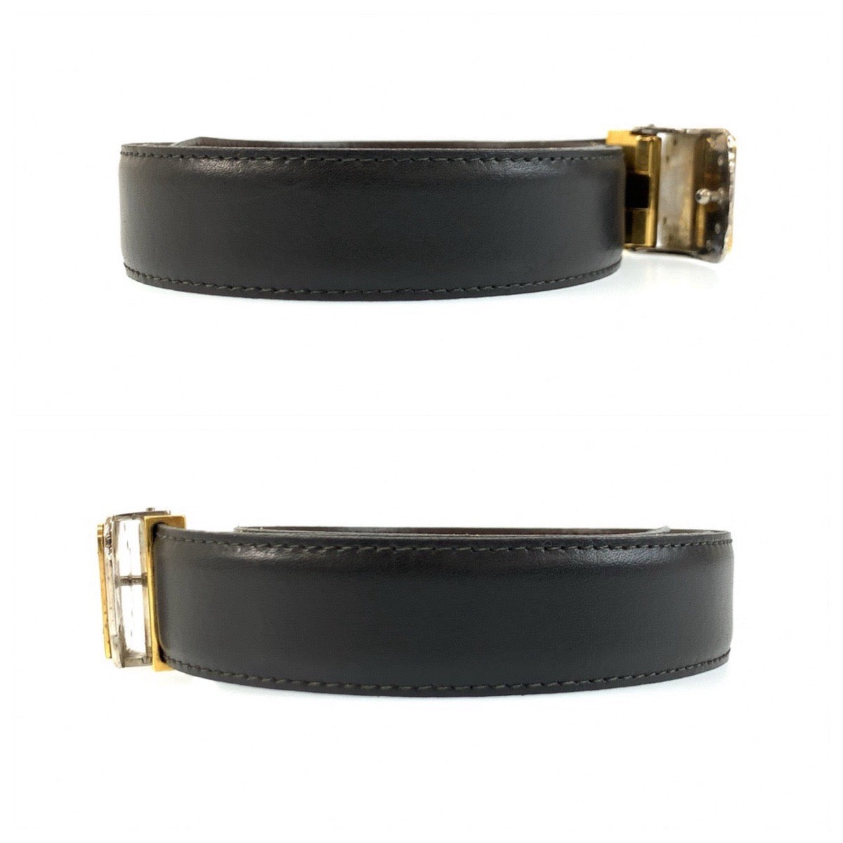 CARTIER カルティエ ブラック 黒 レザー / メタル ベルト メンズ AB21