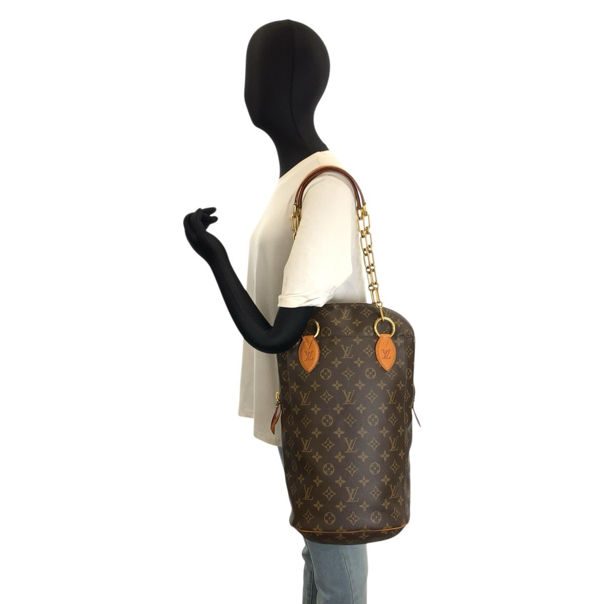 LOUIS VUITTON ルイヴィトン モノグラム パンチングバッグGM ブラウン ゴールド金具 PVC / レザー M40231 トートバッグ ショルダーバッグ レディース AB233