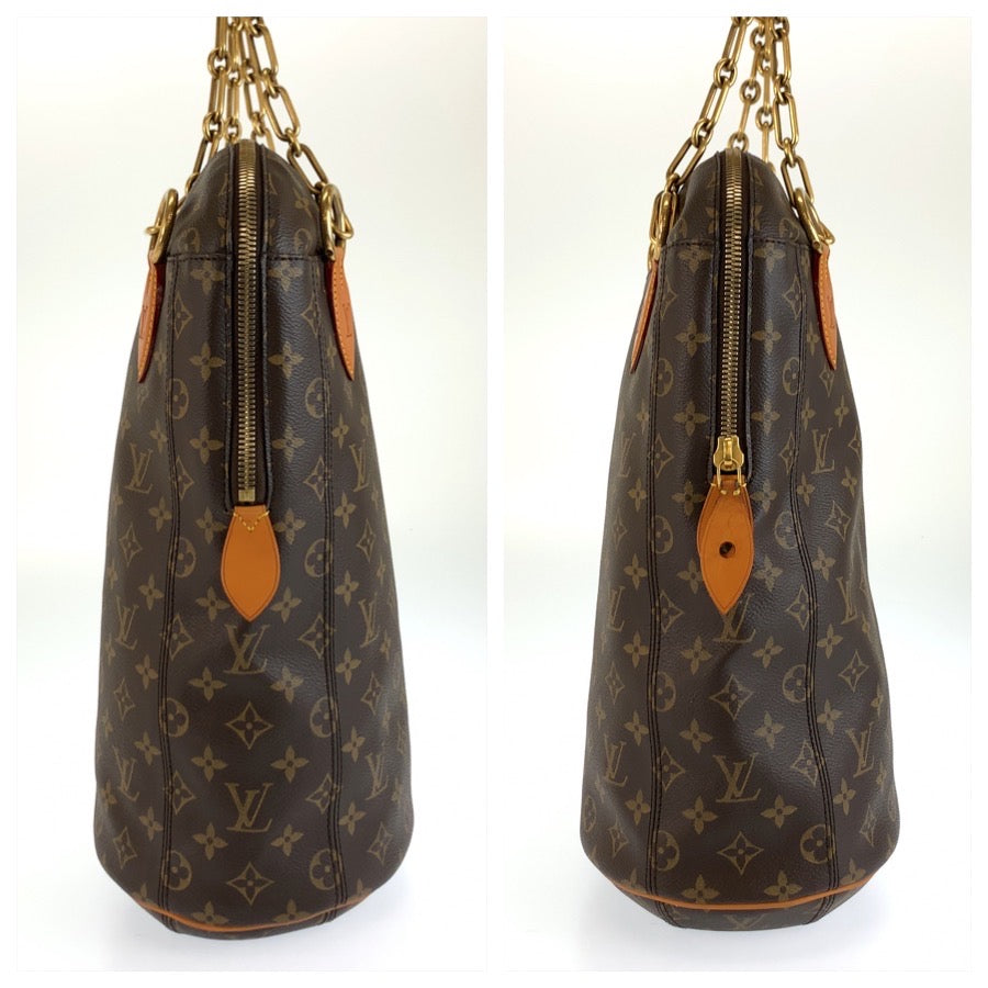 LOUIS VUITTON ルイヴィトン モノグラム パンチングバッグGM ブラウン ゴールド金具 PVC / レザー M40231 トートバッグ ショルダーバッグ レディース AB233