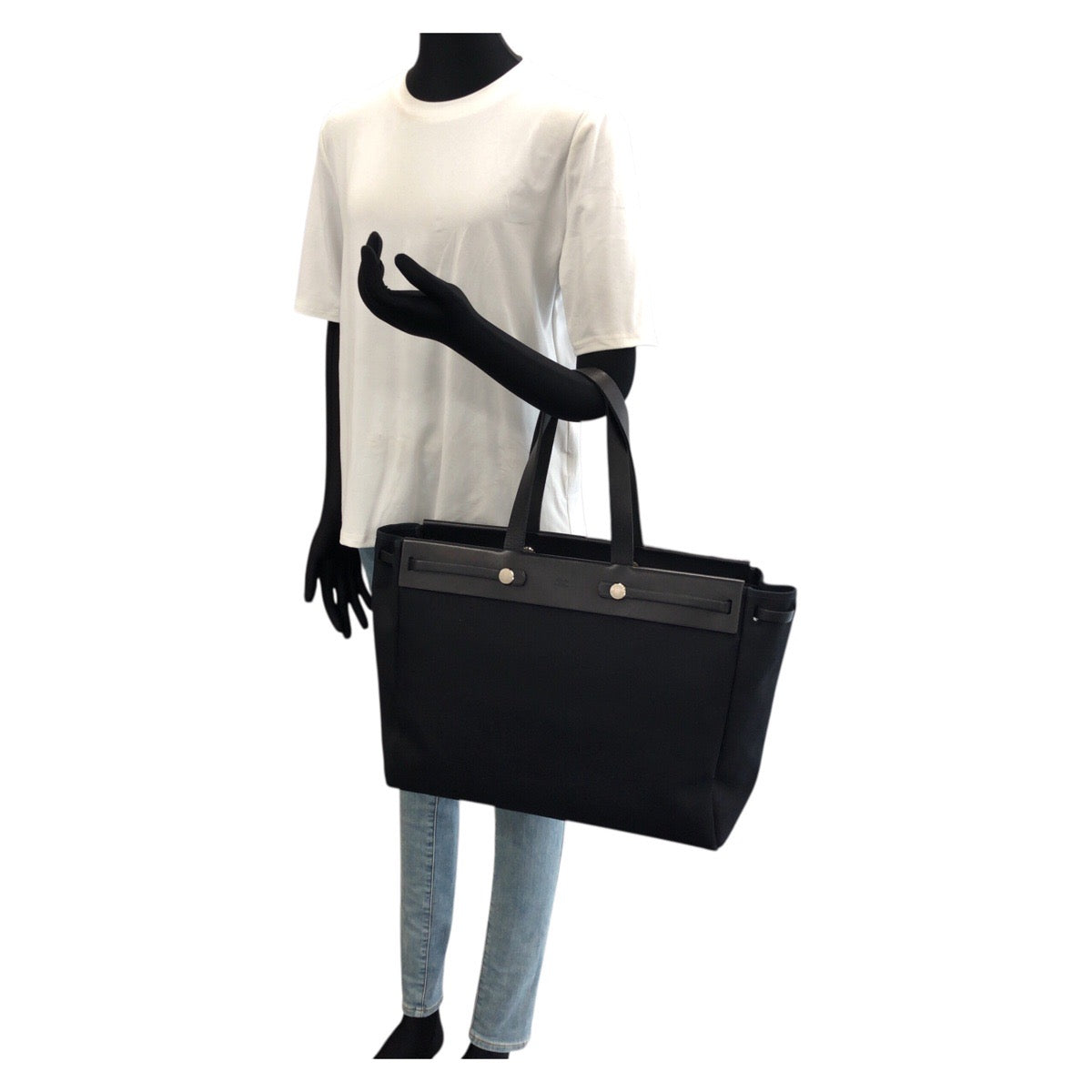 HERMES エルメス エールバッグ カバスGM ブルーインディゴ ネイビー シルバー金具 トワルオフィシエ / ボックスカーフ トートバッグ □F刻印 レディース AB68