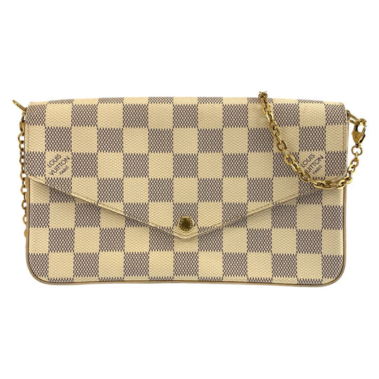 LOUIS VUITTON ルイ ヴィトン ダミエアズール ポシェット フェリシー ホワイト グレー ゴールド金具 PVC N63106 ショルダーバッグ チェーンウォレット レディース AB118