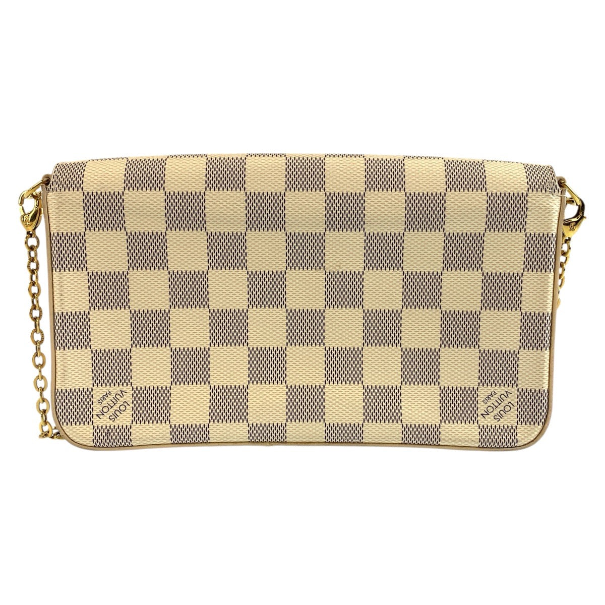 LOUIS VUITTON ルイ ヴィトン ダミエアズール ポシェット フェリシー ホワイト グレー ゴールド金具 PVC N63106 ショルダーバッグ チェーンウォレット レディース AB118