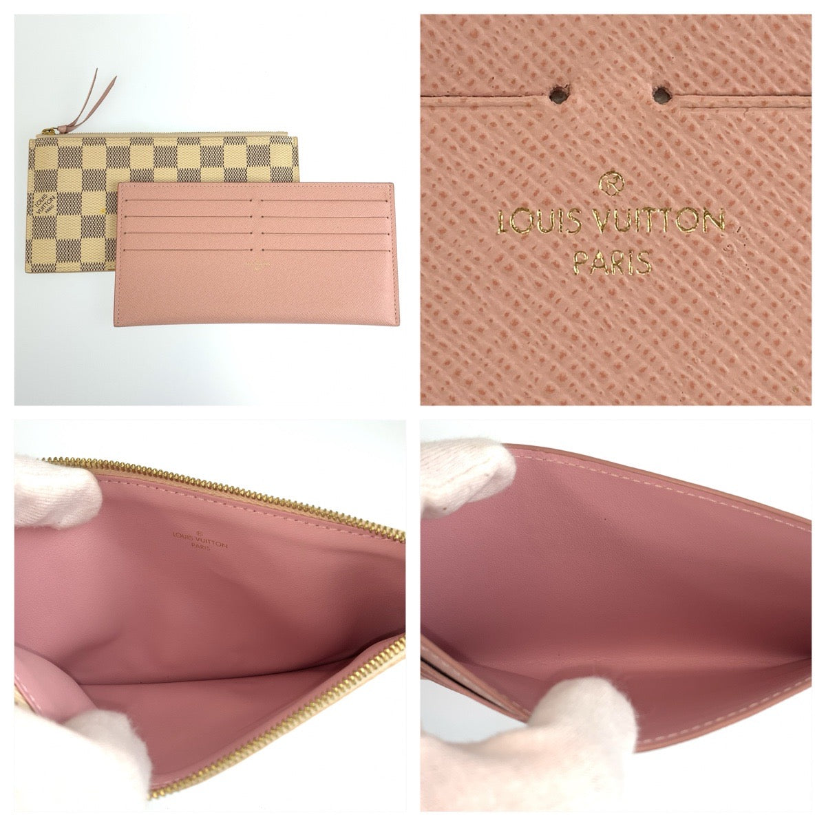 LOUIS VUITTON ルイ ヴィトン ダミエアズール ポシェット フェリシー ホワイト グレー ゴールド金具 PVC N63106 ショルダーバッグ チェーンウォレット レディース AB118