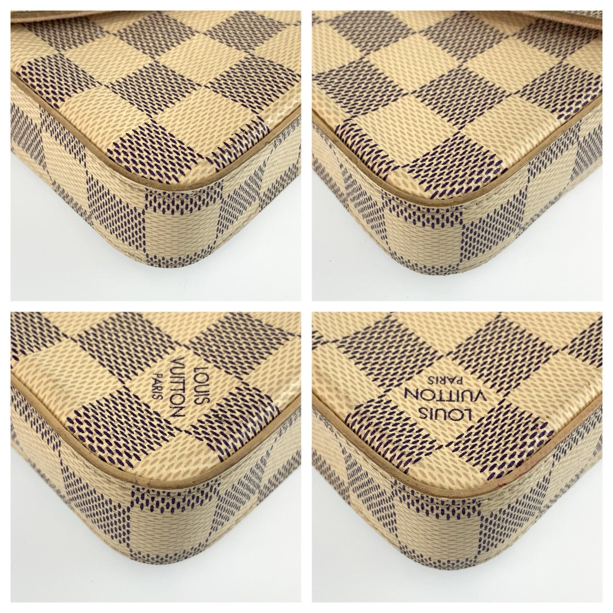 LOUIS VUITTON ルイ ヴィトン ダミエアズール ポシェット フェリシー ホワイト グレー ゴールド金具 PVC N63106 ショルダーバッグ チェーンウォレット レディース AB118