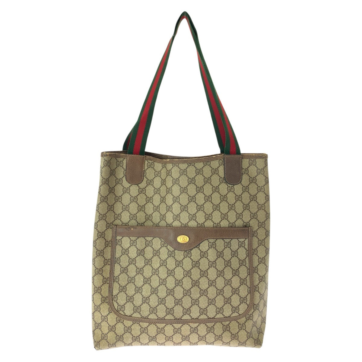 GUCCI グッチ ヴィンテージ オールドグッチ シェリー ブラウン ゴールド金具 PVC / レザー 39 02 041 トートバッグ ショルダーバッグ レディース B15