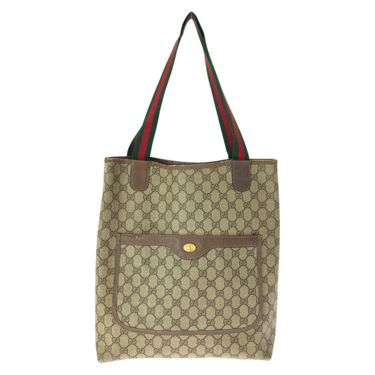 GUCCI グッチ ヴィンテージ オールドグッチ シェリー ブラウン ゴールド金具 PVC / レザー 39 02 041 トートバッグ ショルダーバッグ レディース B15