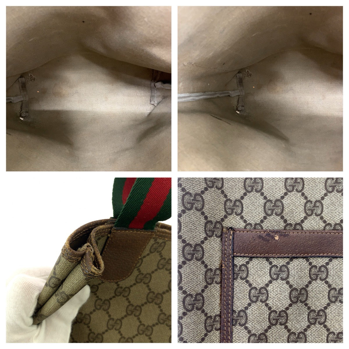 GUCCI グッチ ヴィンテージ オールドグッチ シェリー ブラウン ゴールド金具 PVC / レザー 39 02 041 トートバッグ ショルダーバッグ レディース B15