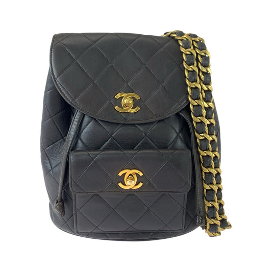 CHANEL シャネル ヴィンテージ マトラッセ ターンロック ココマーク ブラック 黒 ゴールド金具 レザー リュックサック バックパック レディース B315