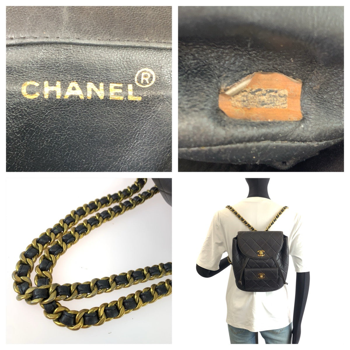 CHANEL シャネル ヴィンテージ マトラッセ ターンロック ココマーク ブラック 黒 ゴールド金具 レザー リュックサック バックパック レディース B315