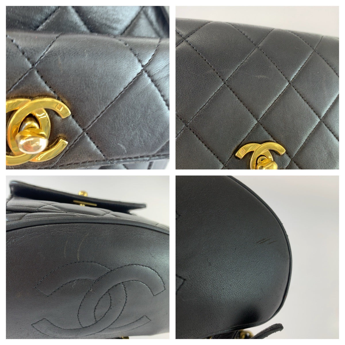 CHANEL シャネル ヴィンテージ マトラッセ ターンロック ココマーク ブラック 黒 ゴールド金具 レザー リュックサック バックパック レディース B315