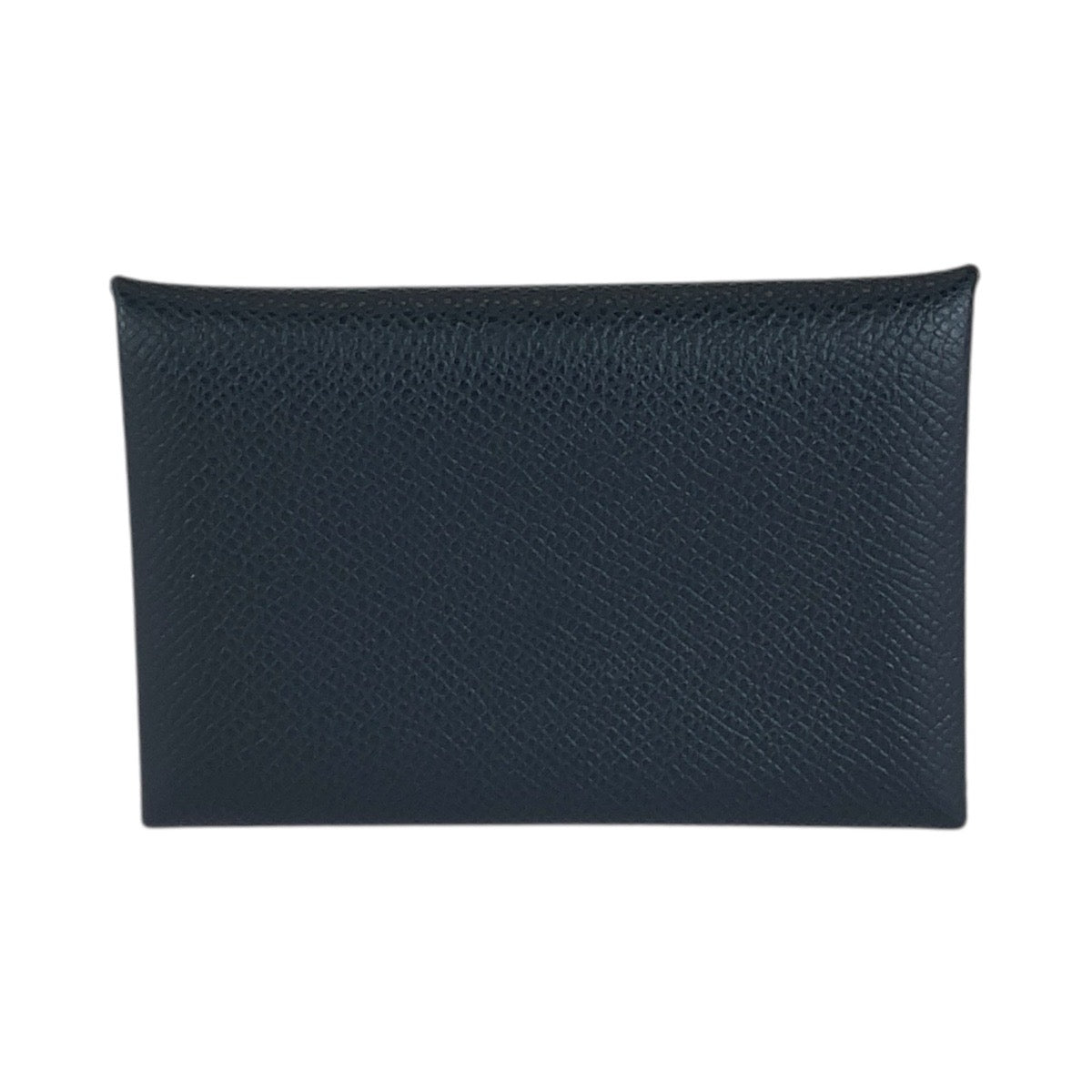 HERMES エルメス カルヴィ デュオ ネイビー シルバー金具 ヴォーエプソン カードケース コインケース 男女兼用 □P刻印 レディース SA40