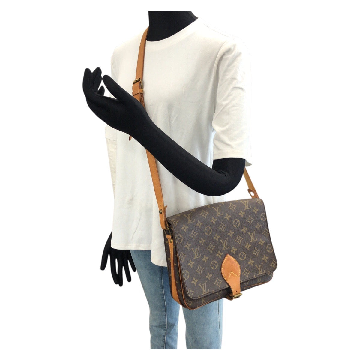 LOUIS VUITTON ルイヴィトン モノグラム カルトシエール GM ブラウン ゴールド金具 PVC / レザー M51252 ショルダーバッグ レディース B50
