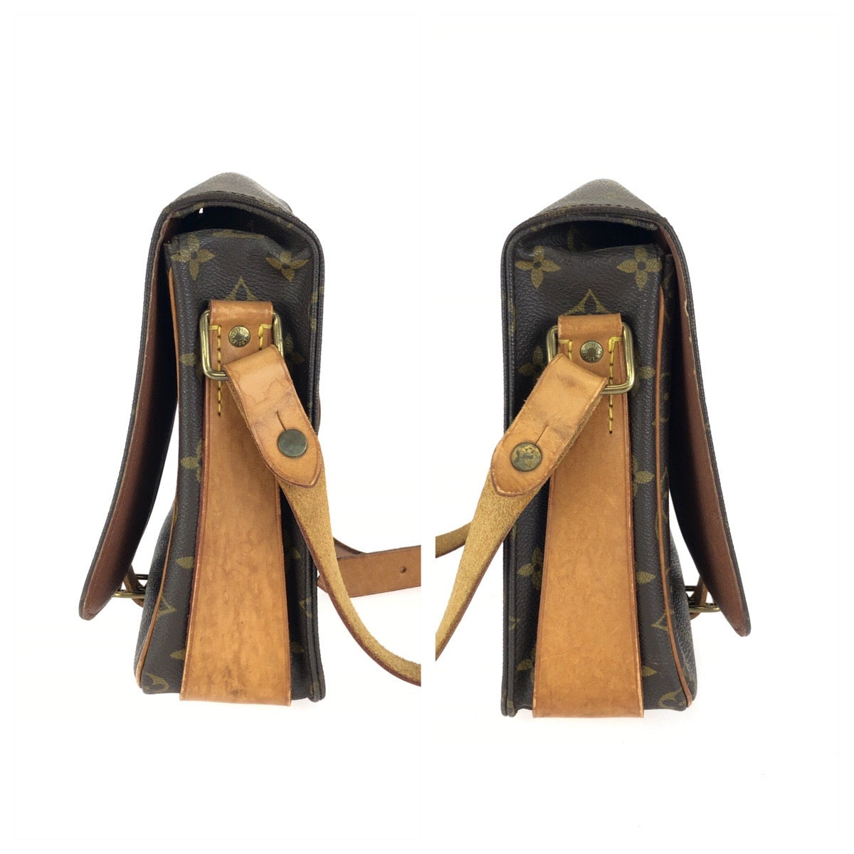 LOUIS VUITTON ルイヴィトン モノグラム カルトシエール GM ブラウン ゴールド金具 PVC / レザー M51252 ショルダーバッグ レディース B50
