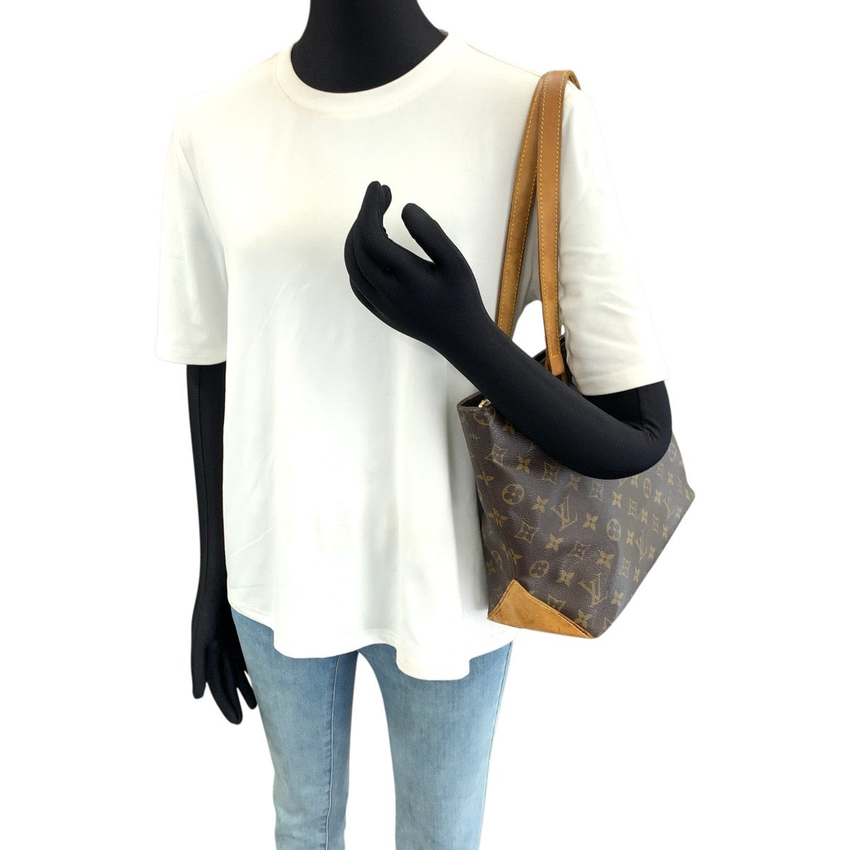 LOUIS VUITTON ルイヴィトン モノグラム カバ・ピアノ ブラウン ゴールド金具 PVC / レザー M51148 トートバッグ ショルダーバッグ レディース B50