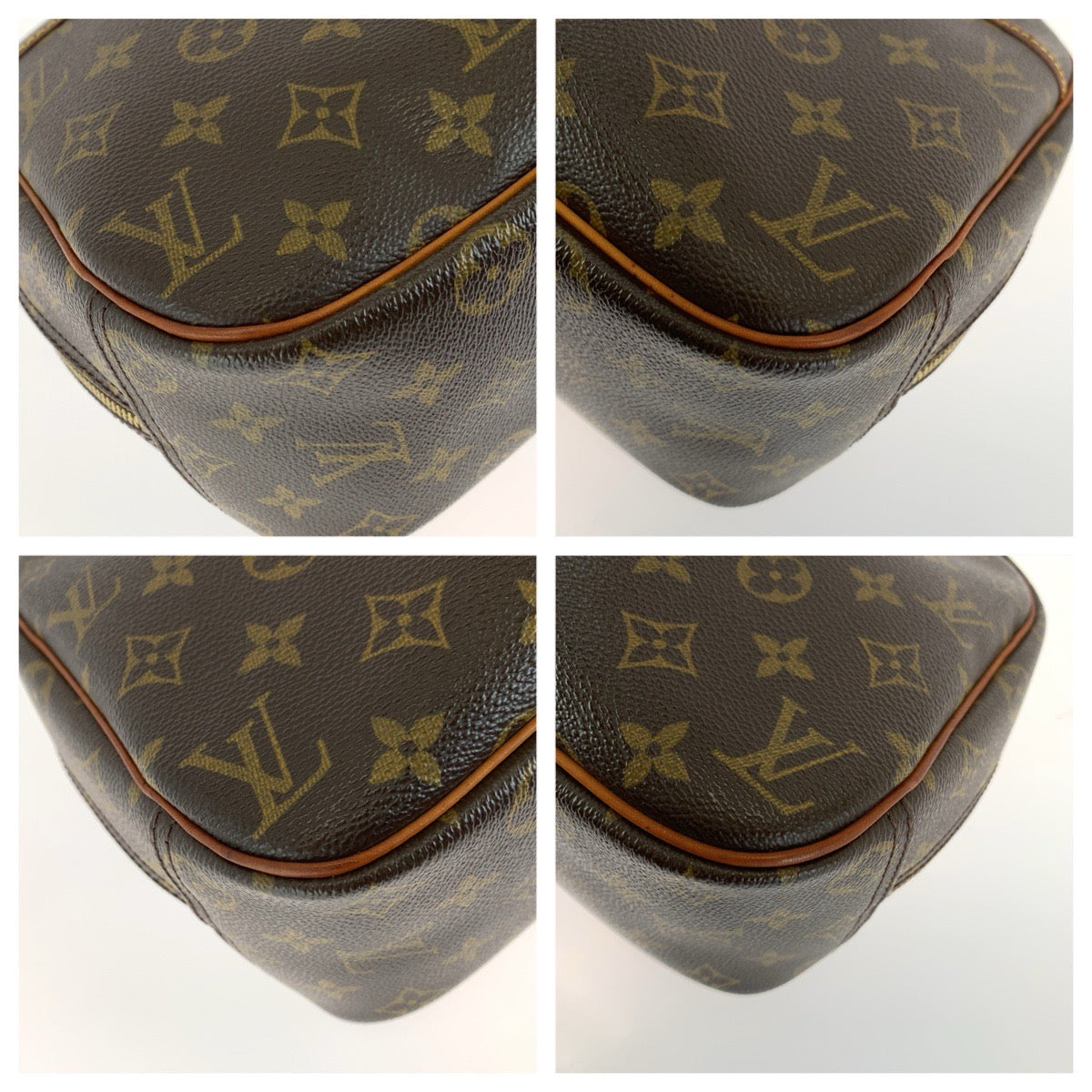 LOUIS VUITTON ルイヴィトン モノグラム トゥルーヴィル ブラウン ゴールド金具 PVC / レザー M42228 ハンドバッグ レディース BC48