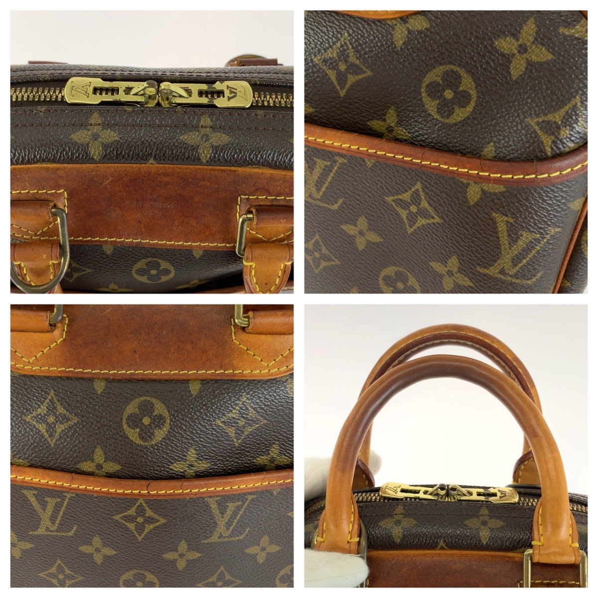 LOUIS VUITTON ルイヴィトン モノグラム トゥルーヴィル ブラウン ゴールド金具 PVC / レザー M42228 ハンドバッグ レディース BC48