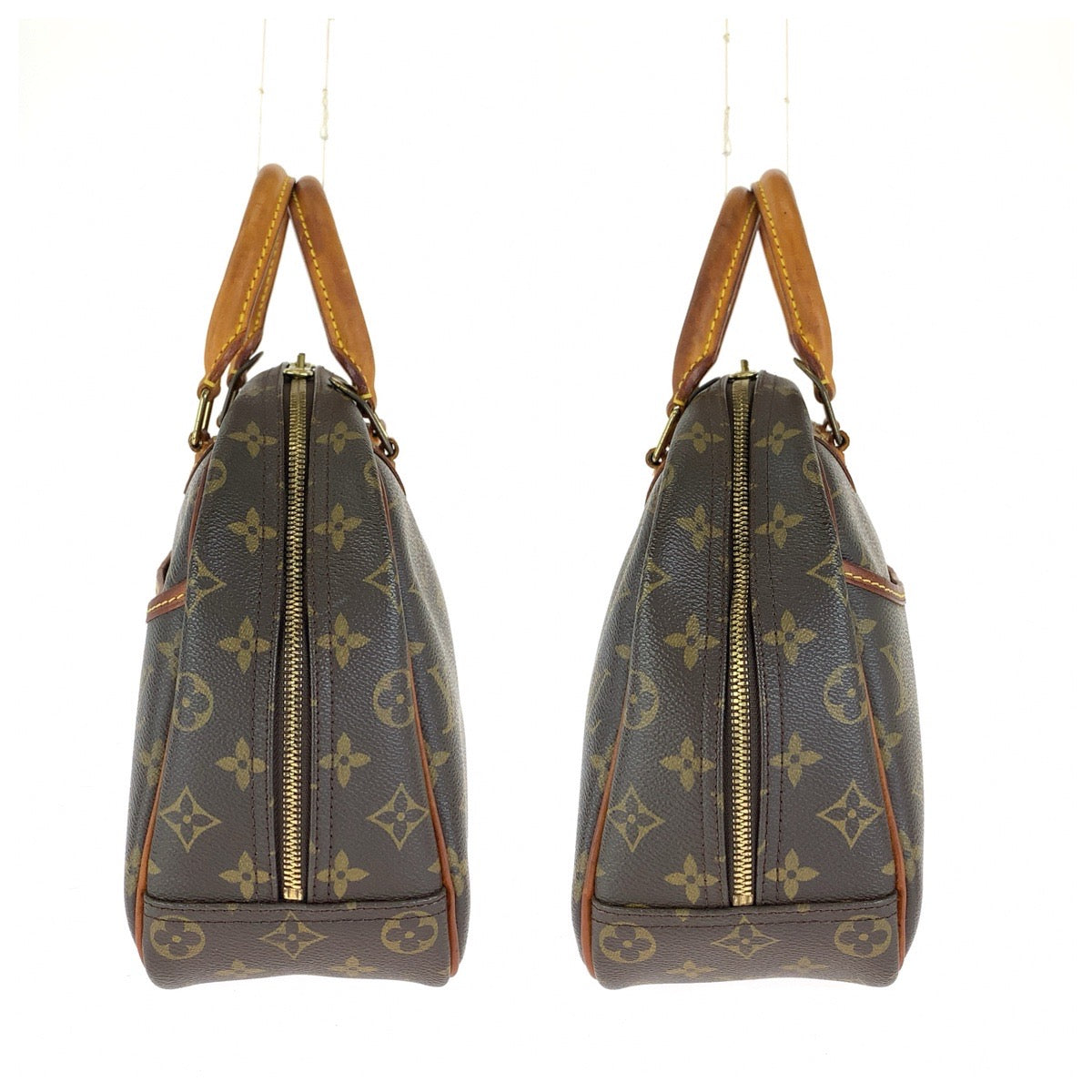 LOUIS VUITTON ルイヴィトン モノグラム トゥルーヴィル ブラウン ゴールド金具 PVC / レザー M42228 ハンドバッグ レディース BC48