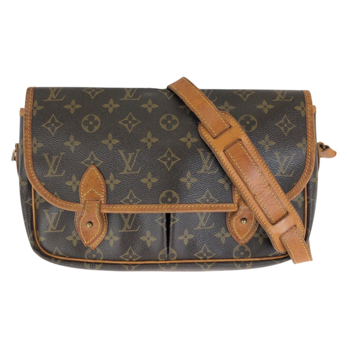 LOUIS VUITTON ルイヴィトン モノグラム ジベシエールMM ブラウン ゴールド金具 PVC / レザー M42247 ショルダーバッグ メッセンジャーバッグ レディース B42