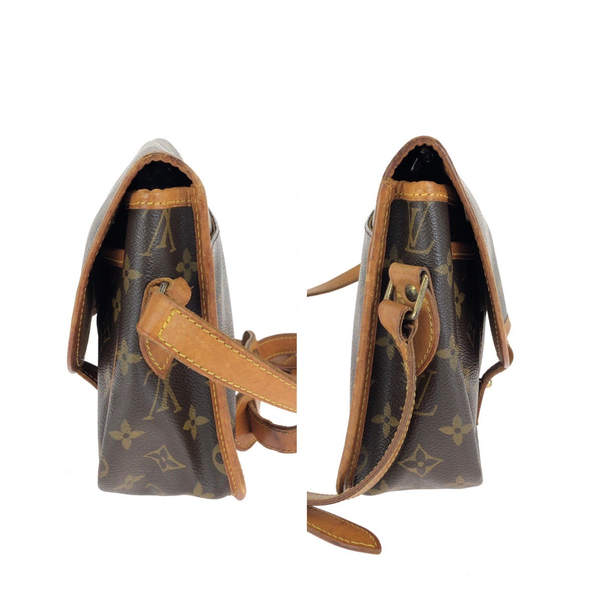 LOUIS VUITTON ルイヴィトン モノグラム ジベシエールMM ブラウン ゴールド金具 PVC / レザー M42247 ショルダーバッグ メッセンジャーバッグ レディース B42