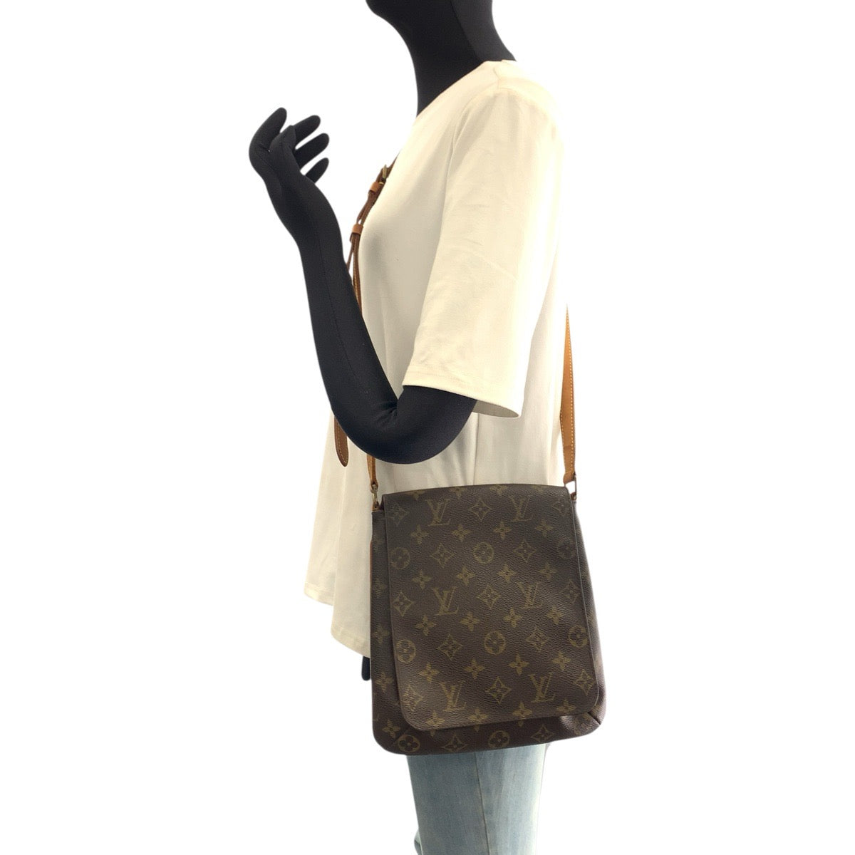 LOUIS VUITTON ルイヴィトン モノグラム ミュゼットサルサ ブラウン ゴールド金具 PVC / レザー M51258 ショルダーバッグ メッセンジャーバッグ レディース B45